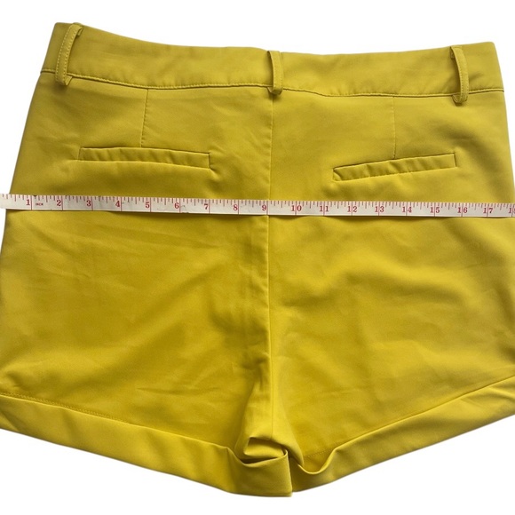Vibrant Yellow High Waist Shorts with Stretch Fabric - Picture 2 of 5